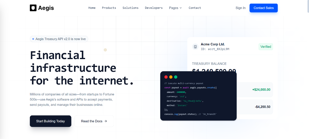 Aegis: Financial Infrastructure API Platform